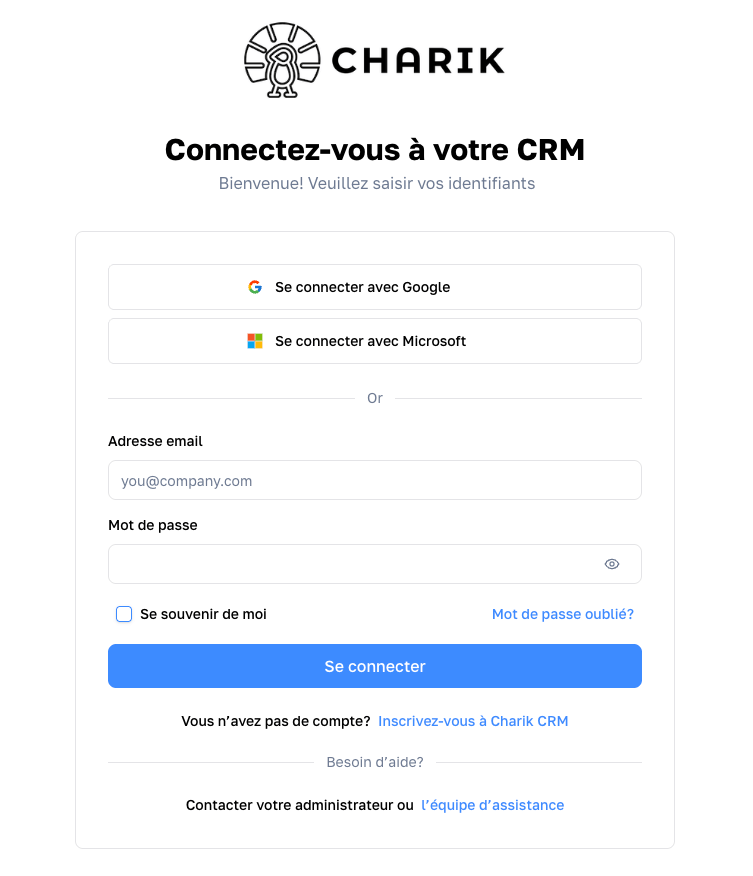 connexion charik CRM