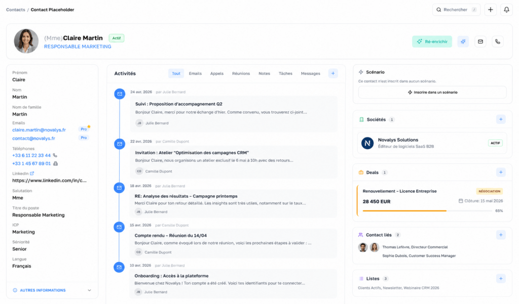 enrichir fiche contact dans le CRM (screenshot)