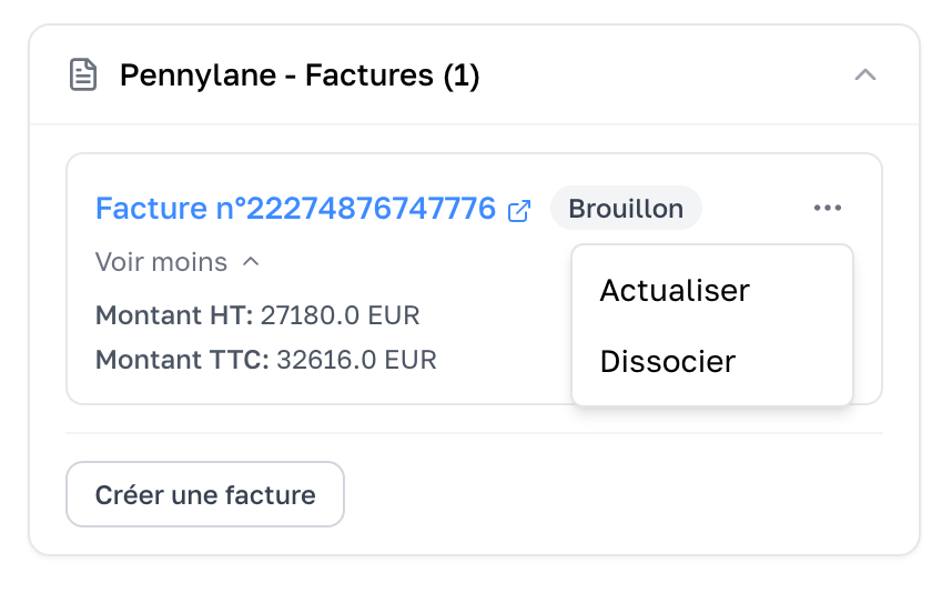 gestion des facture, associer, acualiser